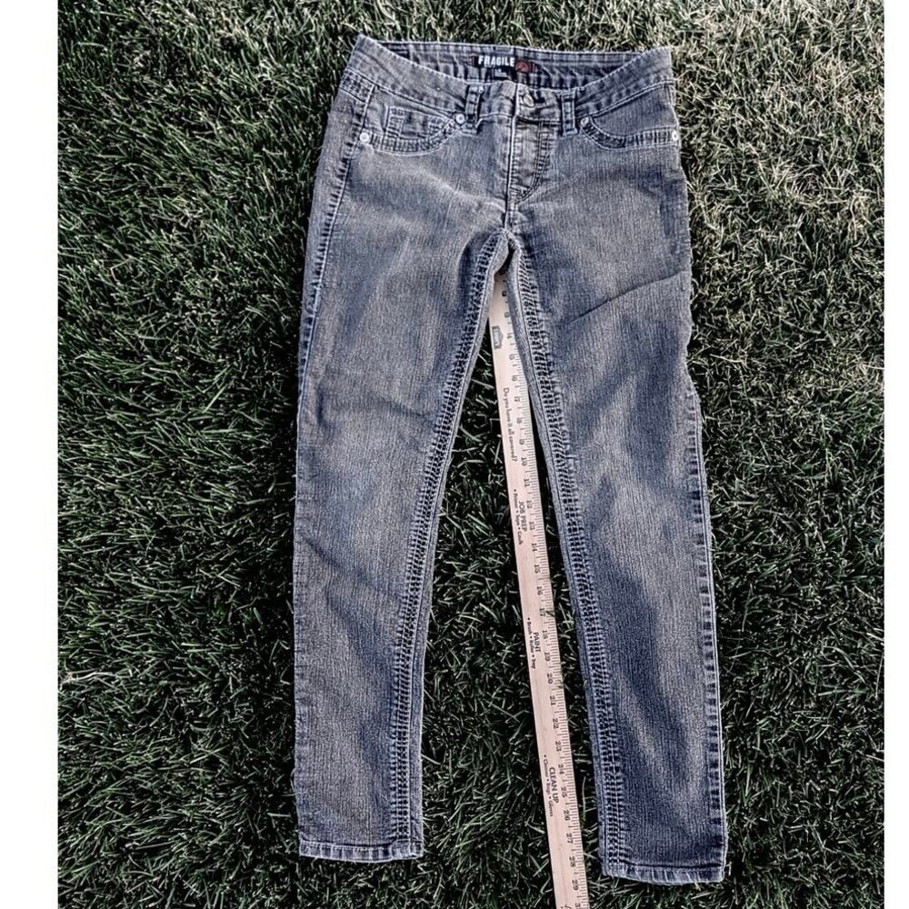 Fragile Jeans Gray Skinny Jeans Women's Large Stretch Mid Rise Ankle